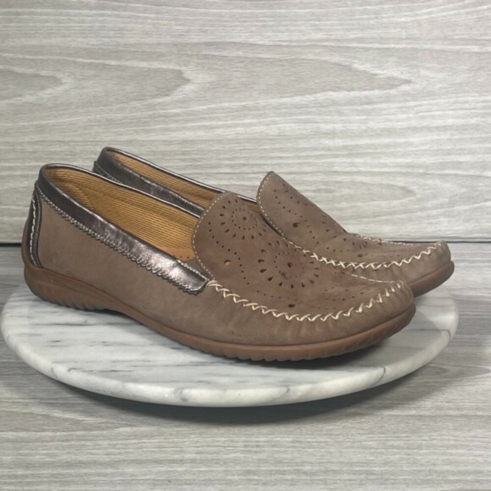 Gabor Moccasins Womens 6.5 Slip‎ On Loafers Brown Leather Comfort Soft Handmade